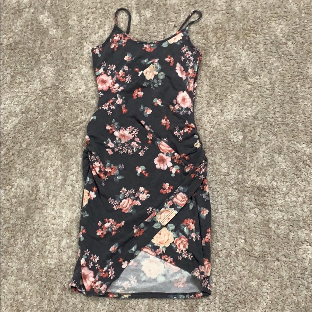 Leith Floral Black and Pink Dress